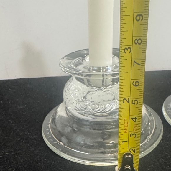 Pair of 1980s Indiana Glass Recollection clear candle holders - Picture 2 of 5